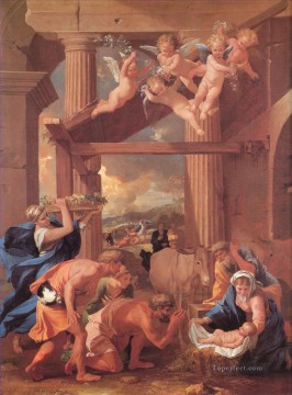 Nicolas Poussin Painting - The Adoration of the Shepherds classical painter Nicolas Poussin